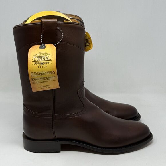 Corral A4068 Cowboy Roper Boots Mens 11 D Brown Cow Leather Mid Calf Western - Picture 1 of 16